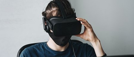 Someone wearing VR
